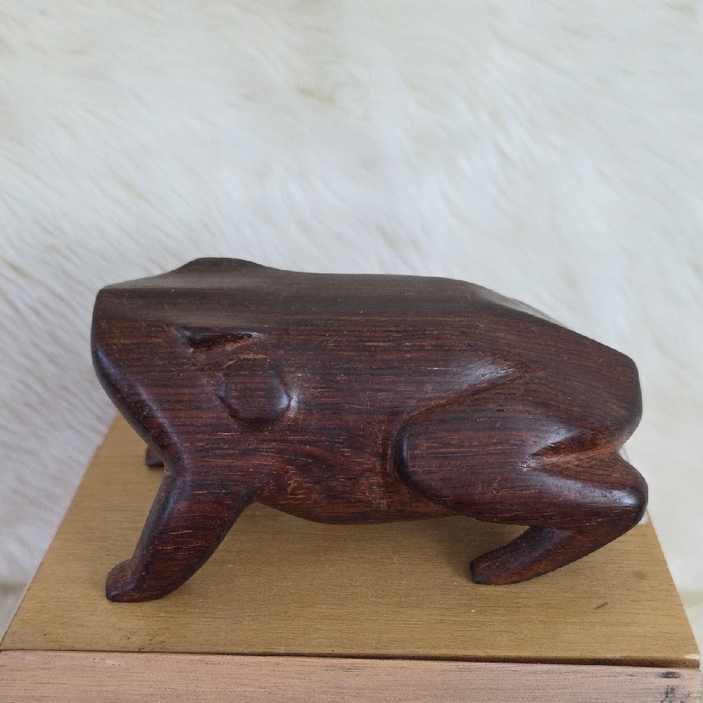 Wooden Frog Figurine